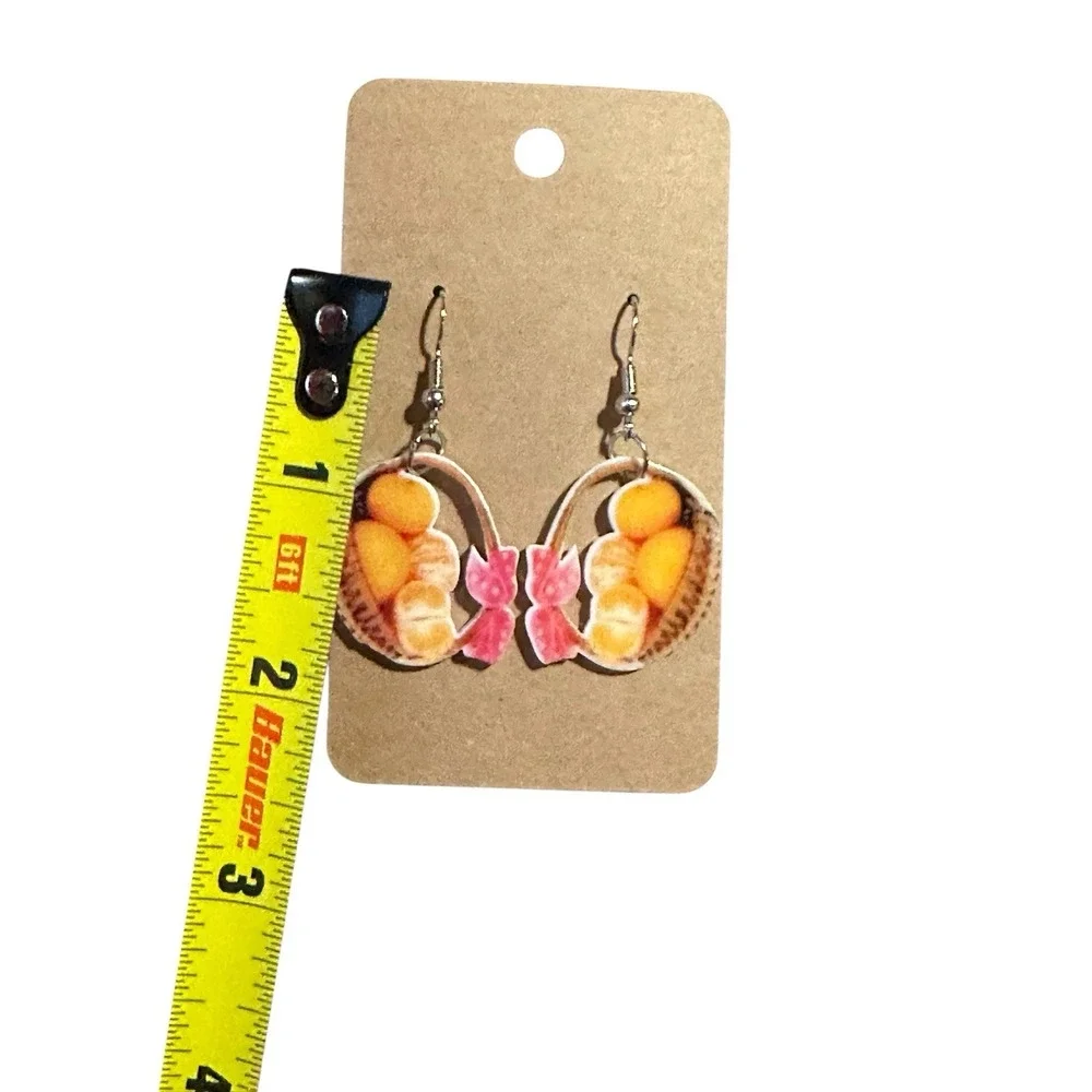 NEW‎ novelty fashion EARRINGS dangle oranges in basket
